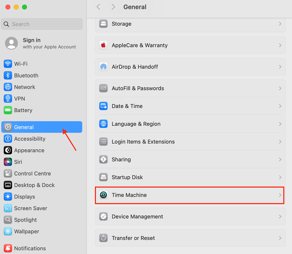 Apple Menu > System Settings > General > Time Machine