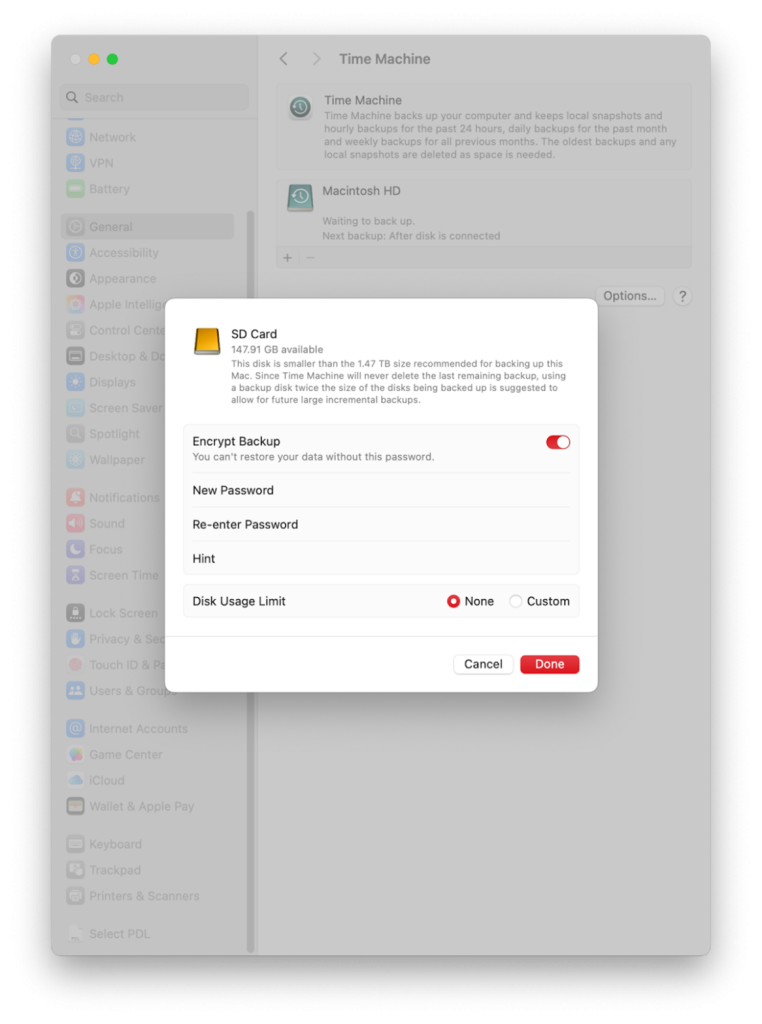 choose to encrypt backups and set up the password to access the data