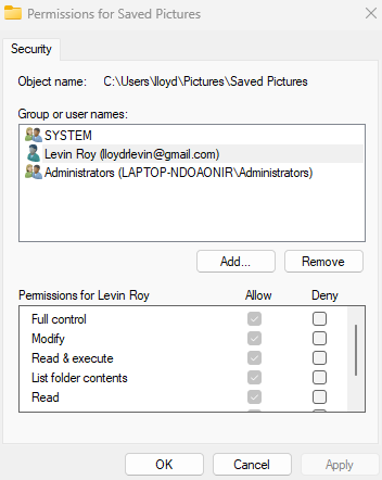 select the user accounts you want to have access