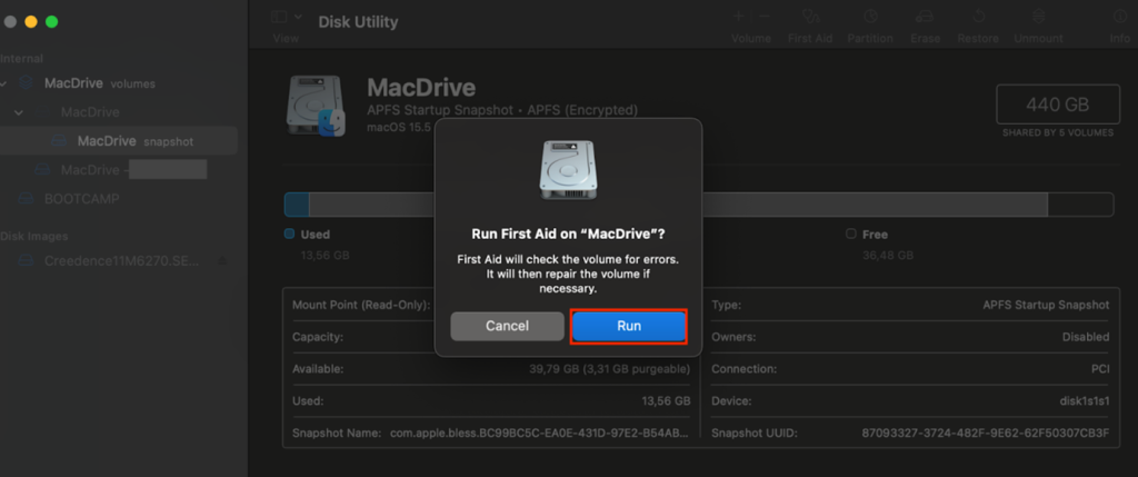 clicking Run in the newly appeared window