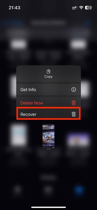 Recover recently deleted photos