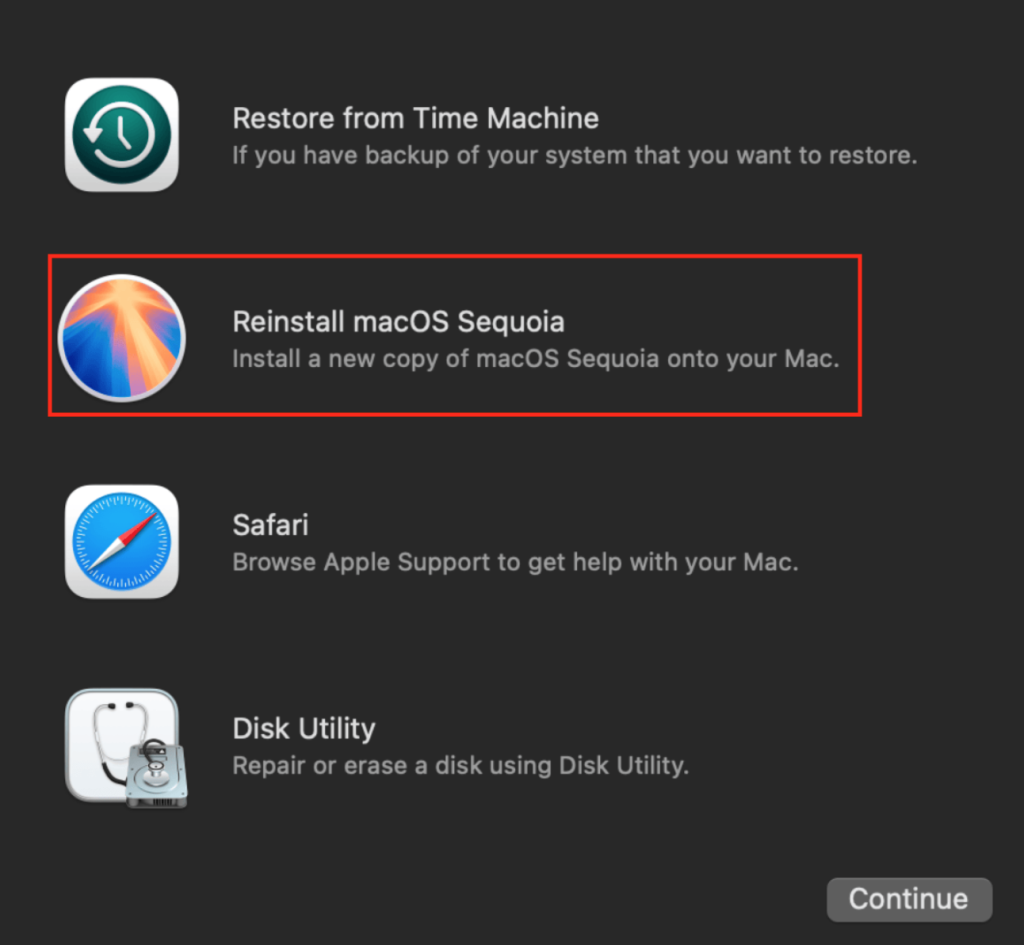 Restart > Recovery Mode > Reinstall macOS How to Keep Your Data Safe When Startup Disk Not Showing on Mac
