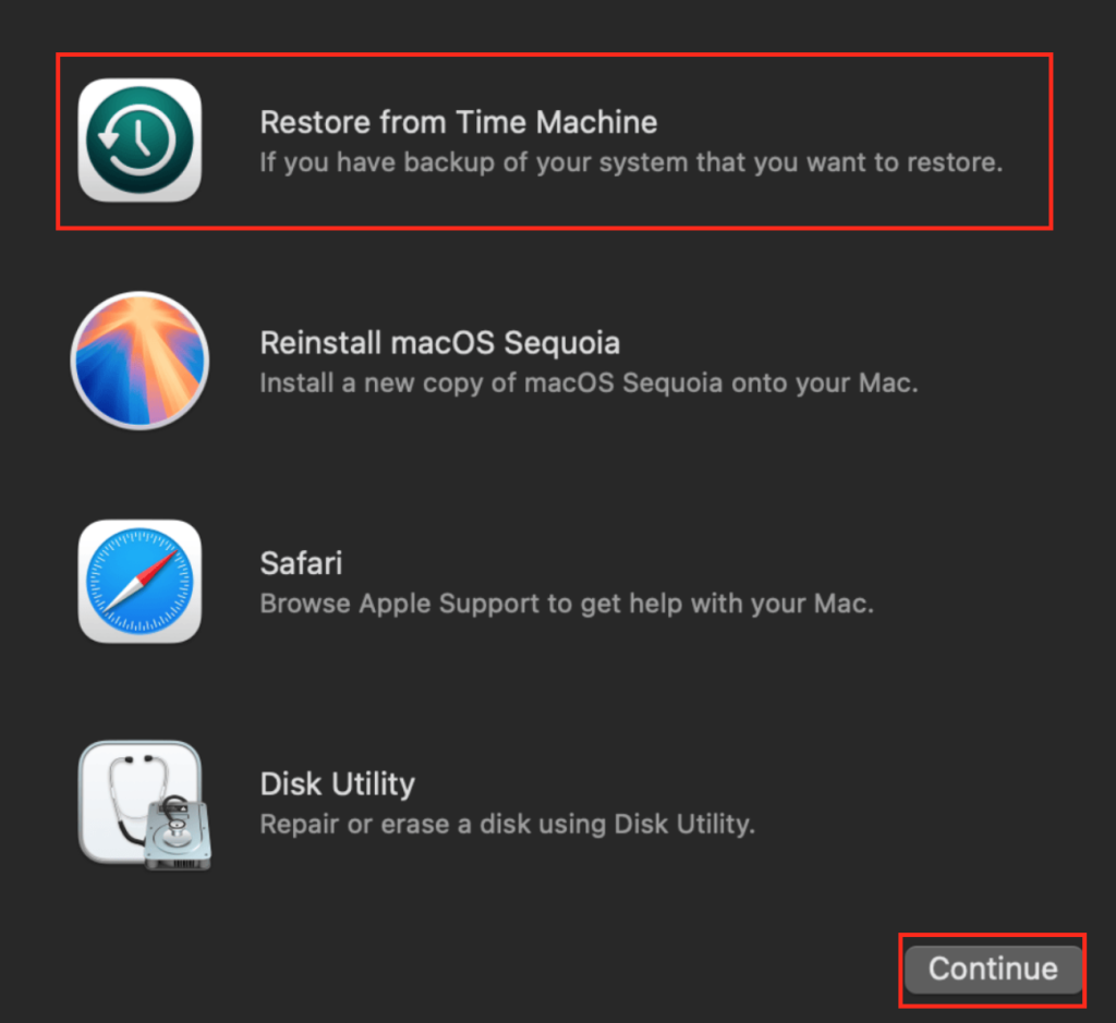 recover the files using Time Machine