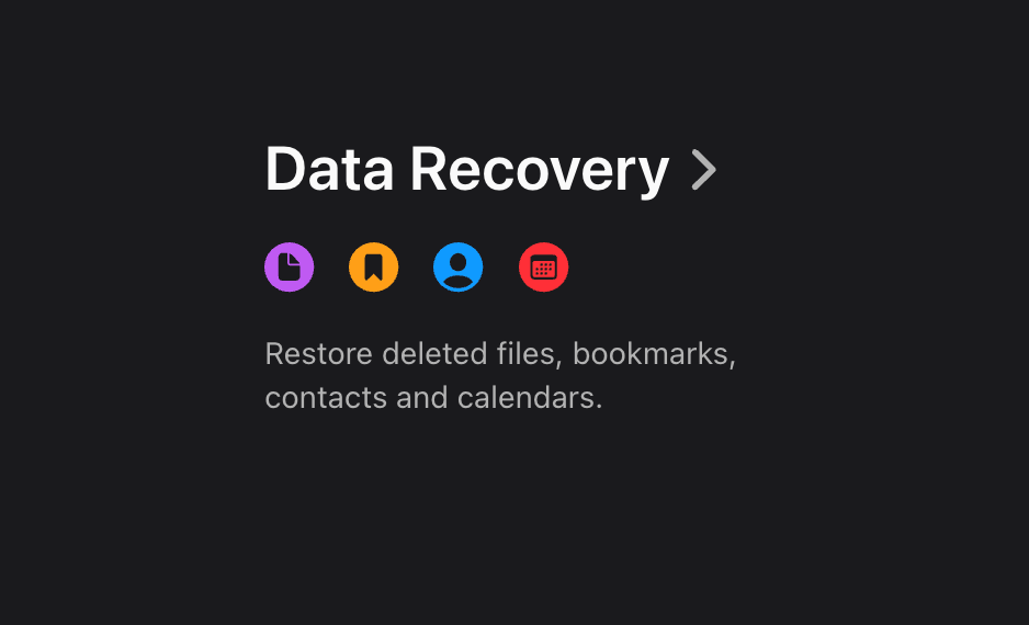 iCloud > Data Recovery