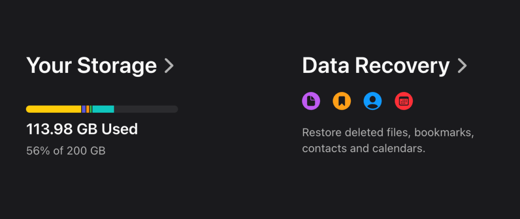iCloud > Data Recovery