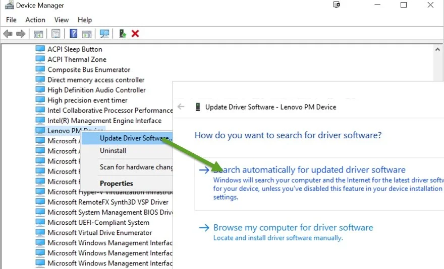 choose Update driver > Search automatically