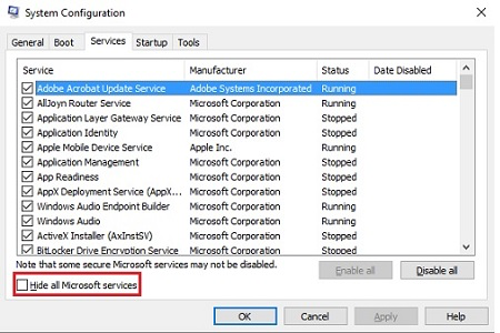 click Disable all