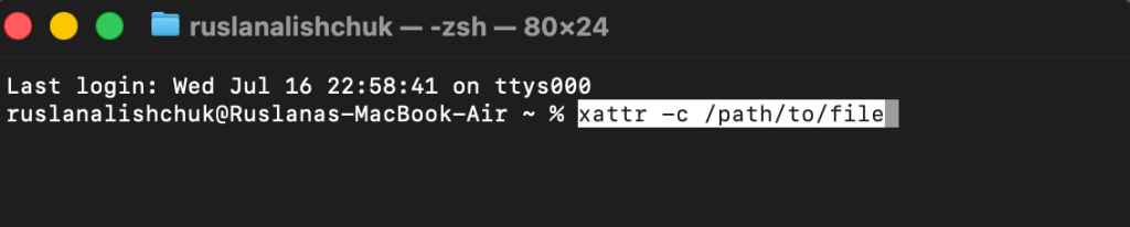 Finder > Utilities > Terminal > xattr -c /path/to/file
