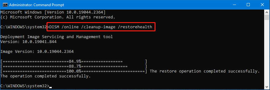 Use this command DISM /Online /Cleanup-Image /RestoreHealth