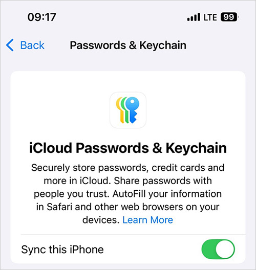iCloud Password & Keychain