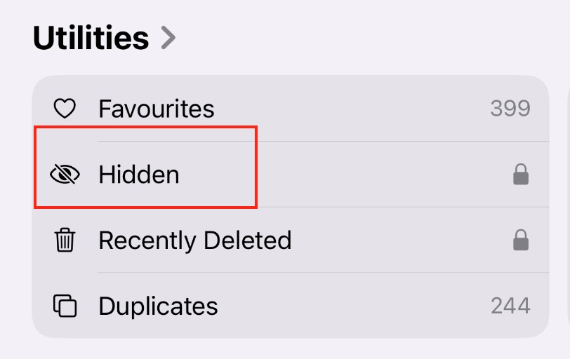 Photos > Hidden