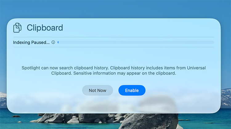 Spotlight > Clipboard history