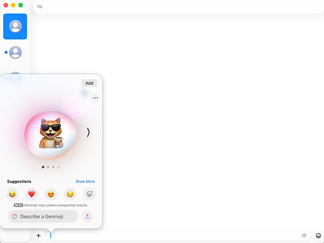 Creating a cat emoji with Genmoji feature