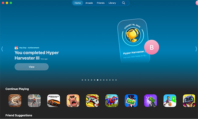 Interface of The Apple Games App