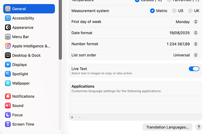 Language & Region > Translation Languages