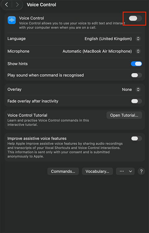 select Voice Control