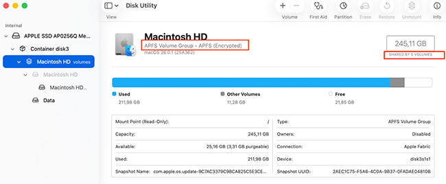 System settings > General > Time Machine