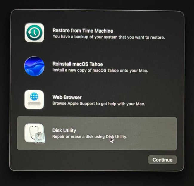 Recovery Mode  Disk Utility