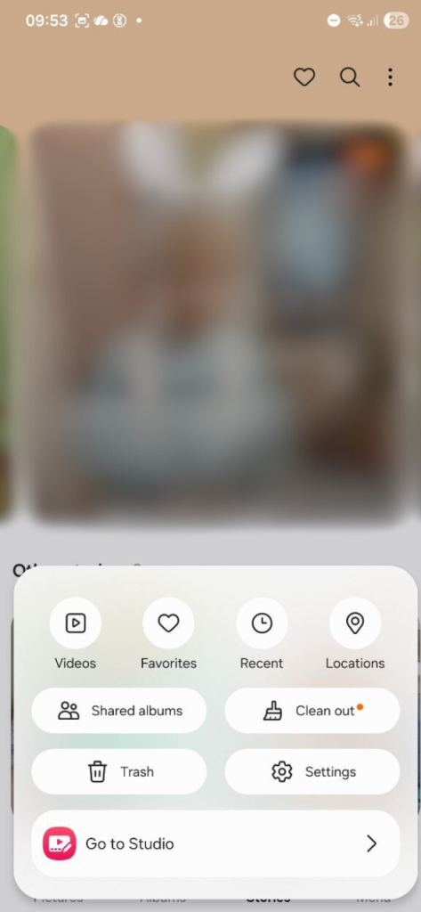 Open the Gallery and choose Trash