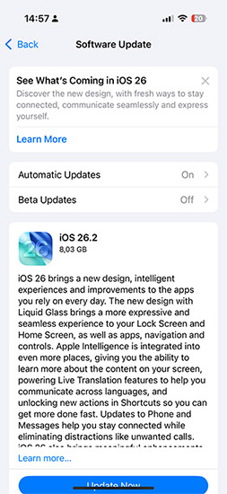 Settings > General > Software Update