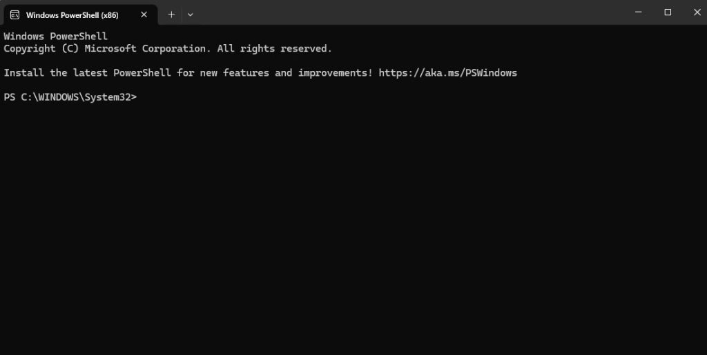 Start Menu > PowerShell