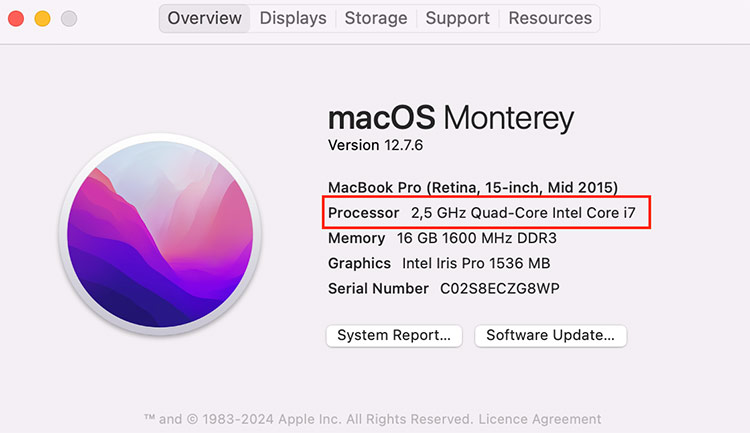 Go to the Apple menu and About This Mac