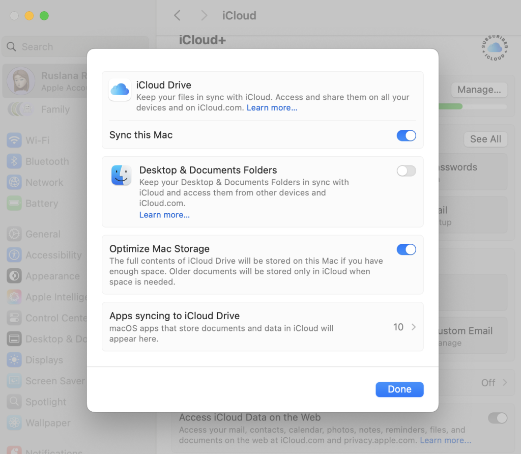 Turn on iCloud Drive